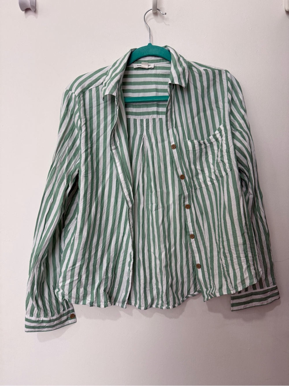 beachlunchlounge Green and White Striped Shirt